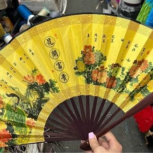 Yellow Floral Hand Fan